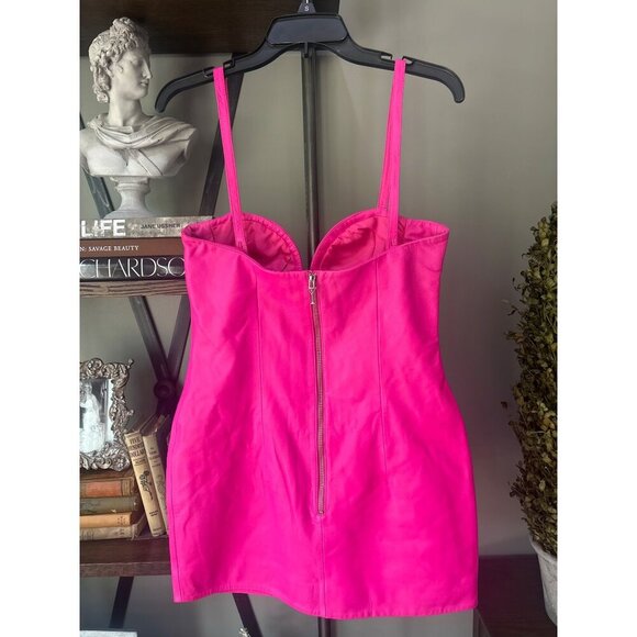 retrofete Phoebe Leather Mini Dress Knockout Pink Womens Size Small - Picture 9 of 13